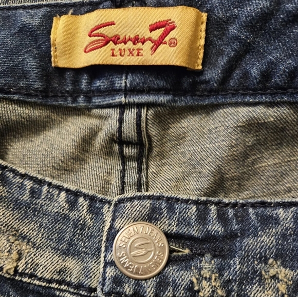 Seven7 Womens Jeans Blue Strecth Denim Plus 20 Luxe Distressed Wide Boot Leg - Picture 6 of 13